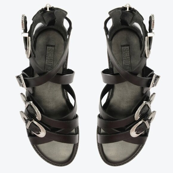 NEW Schutz Harper Leather Sandal Black Size 11 New in Box MSRP$198 - Picture 2 of 16